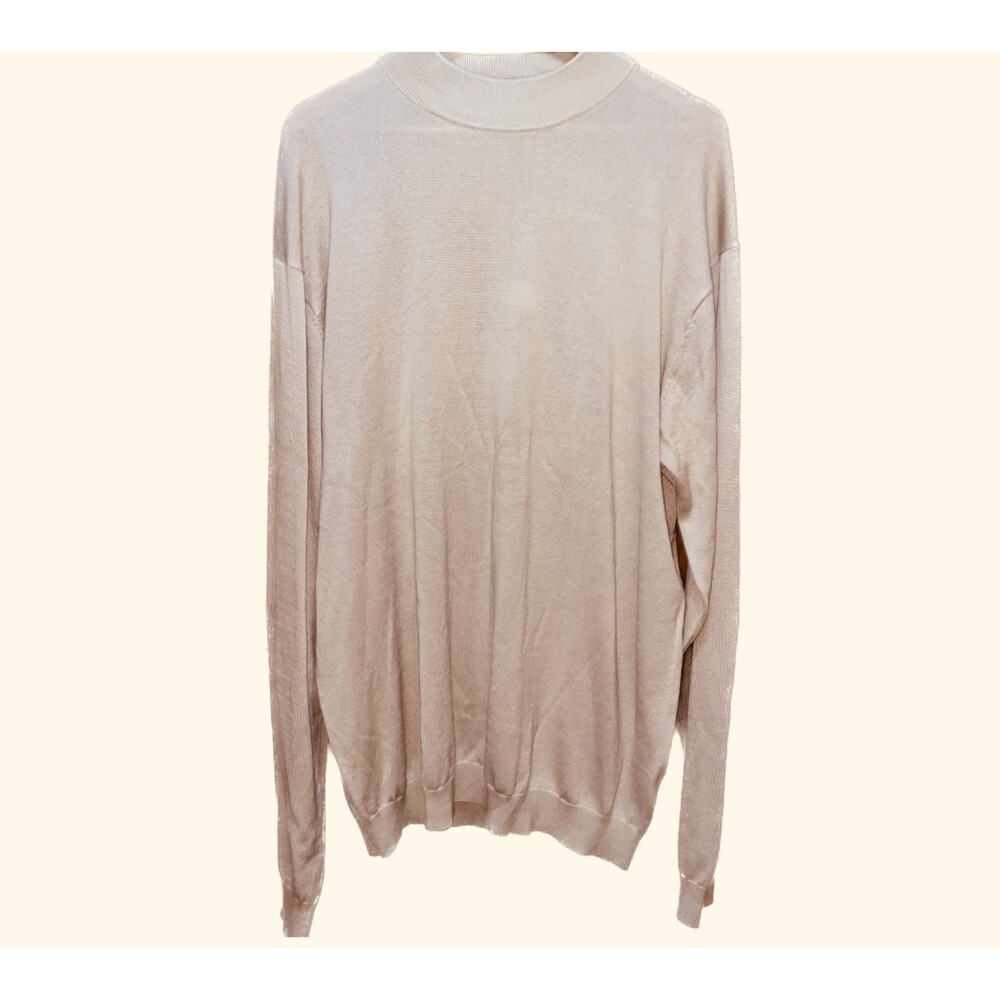 Pronto Uomo Men's 2XLT Silk Cotton Blend Casual Knit Pullover Neutral Sweater